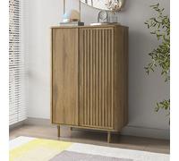 Buffet haut 2 portes 86x40x131 cm effet chêne foncé - SUDEA