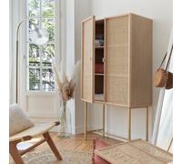 Buffet haut 2 portes en cannage RAYO - Beige