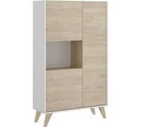 Buffet haut 3 portes Décor Chene et NESS L 81 P 43 H 135 cm Blanc Blanc