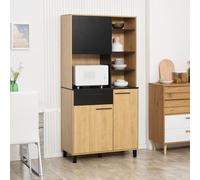Buffet haut 3 portes tiroir 5 niches bicolore bois clair noir