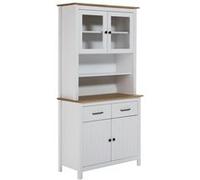 Buffet Haut 4 Portes 2 Tiroirs Bois Ciré et Blanc - TINA - ALTOBUY Blanc G