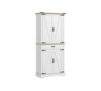 Armoire de cuisine - HOMCOM - buffet cuisine 4 portes 6 étagères à porte 1 tiroir et étagères réglables - 76,5 x 40 x 181 cm blanc