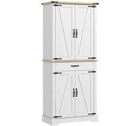 Armoire de cuisine - HOMCOM - buffet cuisine 4 portes 6 étagères à porte 1 tiroir et étagères réglables - 76,5 x 40 x 181 cm blanc