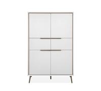 Buffet haut 4 portes et 2 tiroirs H140 cm - Chêne artisan / blanc
