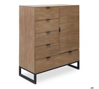 Buffet Haut 5 Tiroirs Et 1 Porte Battante Panara Bois Chêne Clair