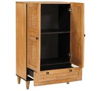 Buffet haut 60 x 33 x 100 cm en bois de manguier massif | Design moderne et propre, portes à charnières, poignées faciles à utiliser, sections de rangement