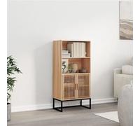 Buffet haut 60x35x125 cm bois d ingénierie Blanc, Noir, Marron G