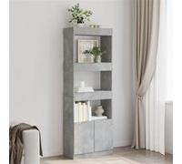 Buffet haut 63x33x180 cm gris béton bois d ingénierie Gris G