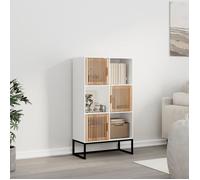 Buffet haut - AKOZON - 70x35x125 cm - Bois d'ingénierie - 3 portes - Style scandinave