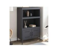 Buffet haut anthracite 68x39x113 cm acier, buffet, placard, armoire latérale, armoire, armoire de rangement, armoire 842972