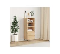 vidaXL Buffet haut - 3 compartiments, 2 tiroirs, pieds, style industriel, Chêne Sonoma, 40x36x110 cm