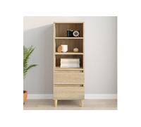 Buffet Haut, Armoire avec 3 Etagères, Meuble de Rangement avec 2 Tiroirs, Organisateur de Salle de Séjour, Scandinave, Chêne Sonoma Bois d'Ingénierie