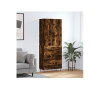 vidaXL Buffet Haut, Armoire avec Portes et Pieds, Meuble de Rangement, Organisateur de Salon Salle de Séjour, Moderne, Chêne Fumé Bois d'Ingénierie 3198086 Marron