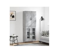 vidaXL Buffet Haut, Armoire avec Portes et Pieds, Meuble de Rangement, Organisateur de Salon Salle de Séjour, Moderne, Gris Béton Bois d'Ingénierie Gris G