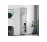 Buffet Haut, Armoire avec Portes et Pieds, Meuble de Rangement, Organisateur de Salon Salle de Séjour, Moderne, Gris Béton Bois d'Ingénierie