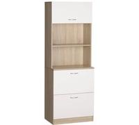 HomCom Buffet armoire de cuisine - 2 tiroirs, 1 placard, grand plateau - 60x38x168 cm, MDF, blanc