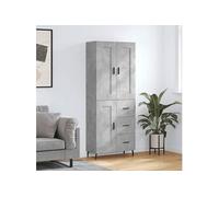 vidaXL Buffet Haut Gris béton 69,5x34x180 cm Bois d'ingénierie