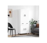 vidaXL Buffet Haut, Armoire de Rangement avec Pieds, Meuble de Rangement, Organisateur Salon Salle de Séjour, Moderne, Blanc Bois d'Ingénierie Blanc G