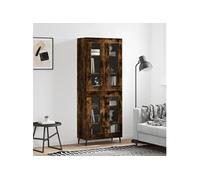 vidaXL Buffet Haut, Armoire de Rangement avec Pieds, Meuble de Rangement, Organisateur Salon Salle de Séjour, Moderne, Chêne Fumé Bois d'Ingénierie Marron G