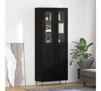 vidaXL Armoire haute Chêne blanc et noir Bois d'ingénierie 69,5 x 34 x 180 cm