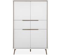 Buffet Haut - ARONA 53B - Blanc / Chêne artisan - 4 portes, 2 tiroirs - 175 x 90 x 38 cm