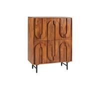 Buffet haut avec 4 portes en bois de manguier et métal noir - Naturel - MIZORAM de Maison Céphy