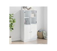 vidaXL Buffet haut avec portes blanc 68x37x142 cm bois d'ingénierie, armoire latérale, armoire de rangement haute, vitrine 3295864 Blanc G