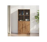 Buffet haut avec portes chêne artisanal bois d ingénierie Marron G