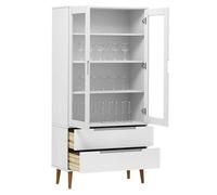 Buffet haut/Bibliothèque - ZENCORE - Pour Séjour - placard de rangement - MOLDE Blanc 90x35x175cm - Bois de pin massif LH83002