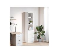 vidaXL Buffet Haut Blanc 37,5x35x180 cm Bois d'ingénierie, Armoire, Armoire latérale, Armoire de Rangement Haute, Armoire de Rangement, Armoire Haute