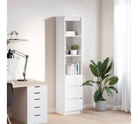 vidaXL Buffet Haut Blanc 37,5x35x180 cm Bois d'ingénierie, Armoire, Armoire latérale, Armoire de Rangement Haute, Armoire de Rangement, Armoire Haute