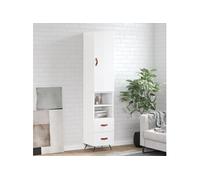 Buffet haut Blanc brillant 34,5x34x180 cm Bois d'ingénierie 3198891