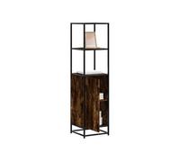 Buffet haut chêne fumé 35,5x35x139 cm bois d'ingénierie métal, armoire latérale, armoire de rangement haute, vitrine 849046