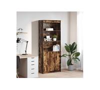 Buffet haut chêne fumé 70x35x180 cm bois d ingénierie