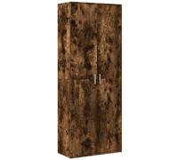 Buffet haut chêne fumé 70x35x180 cm bois d'ingénierie
