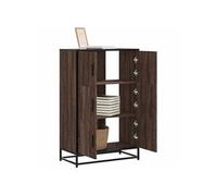 Buffet haut chêne marron 68x35x106,5 cm bois ingénierie métal, armoire latérale, armoire de rangement haute, vitrine 849073