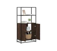 Buffet haut chêne marron 68x35x139 cm bois d'ingénierie métal, armoire latérale, armoire de rangement haute, vitrine 849053