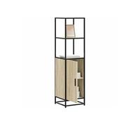 Buffet haut chêne sonoma 35,5x35x139 cm bois d'ingénierie métal, armoire latérale, armoire de rangement haute, 849045