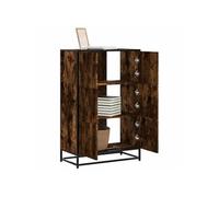 vidaXL Buffet haut Chêne fumé 68x35x106,5 cm bois d'ingénierie métal avec vitrine