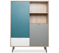 Buffet haut Chene Sonoma et Style scandinave CUBA L 103 P 40 H 139 cm Mult