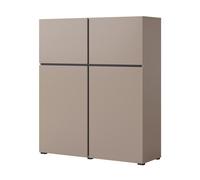Buffet haut coloris beige et noir L120xH140xP40 collection HAVANA. Bahut haut design avec 4 portes.
