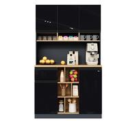 Buffet Haut Cuisine Blanc,Armoire de cuisine moderne avec 1 tiroir & 2 placards & étagères,105×45×185 cm,Noir