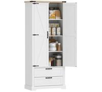 Buffet haut cuisine - HOMCOM - 2 portes, 2 tiroirs, étagères réglables - 76x40x180cm - panneaux de particules - blanc