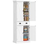 Buffet haut cuisine - HOMCOM - 4 portes, tiroir et étagères réglables - style rustique - bois - 62x38x173cm - blanc