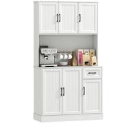 HOMCOM Buffet Haut Cuisine, Armoire de Cuisine, 100x39,5x180,5cm Blanc