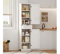 Buffet Haut Cuisine Moderne, Meuble de Rangement avec 2 Portes et 1 Tiroir et étagères Réglables, pour Cuisine, Salle à Manger,Blanc