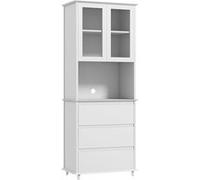 Buffet de cuisine HOMCOM meuble de rangement placard 2 portes 3 tiroirs et niche centrale dim. 68L x 38l x 172H cm MDF blanc