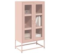 Buffet haut de rangement - vidaXL - acier - rose - 2 portes - 6 compartiments - avec poignées - armoire de cuisine - 68 x 39 x 123 c