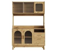Buffet haut de salle à manger - 120 x 40 x 178 cm - prises et ports USB - coloris bois