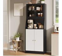 Buffet Haut - DREAMMESPACE - Noir et Blanc - Éclairage LED - Design Scandinave - 180x70x40cm